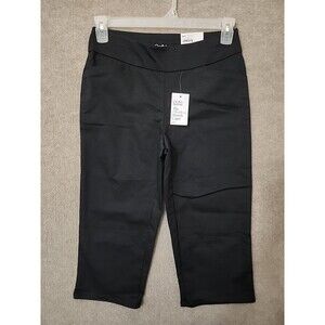 Croft & Barrow Effortless Stretch Capri Pants Womens 4 Petite Black Pull On NEW